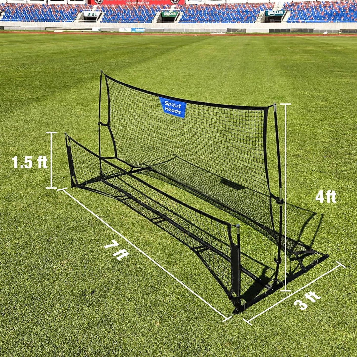 SportHeads Soccer Rebounder Training Net: 2-in-1 Volley & Pass Trainer